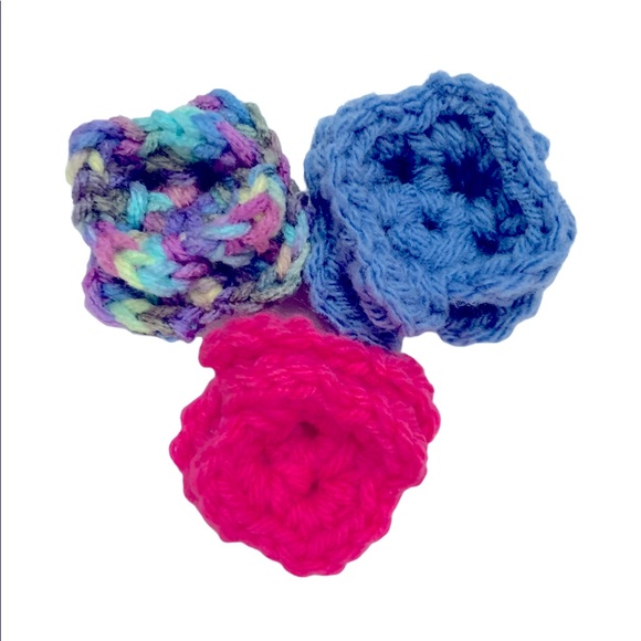 Hand Crafted Other - HAND CRAFTED Crochet Cat Collar Flowers Colorful Lot of Three Flower Accessory